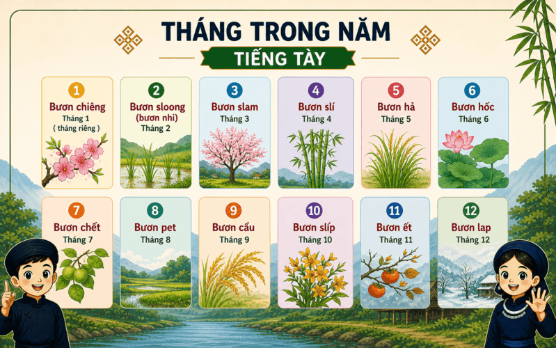 Các tháng trong năm tiếng Tày