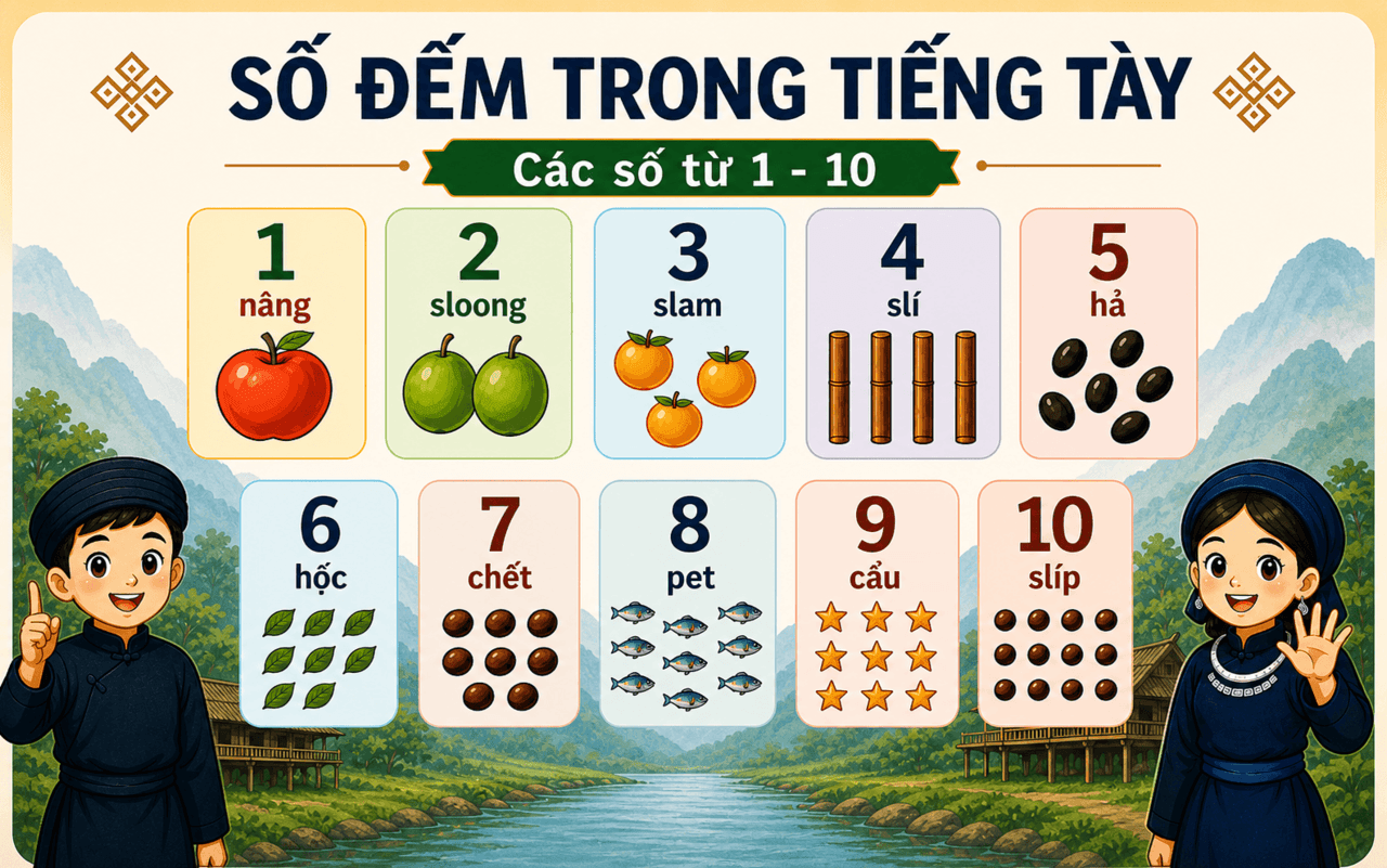 Số đếm tiếng Tày từ 1 - 10